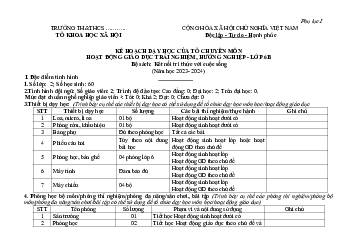 Kế hoạch giáo dục môn Hoạt động trải nghiệm hướng nghiệp 6 sách Kết nối tri thức với cuộc sống
