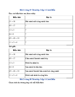 Giải SGK Toán lớp 3 trang 87, 88 Làm quen với biểu thức số | Cánh Diều