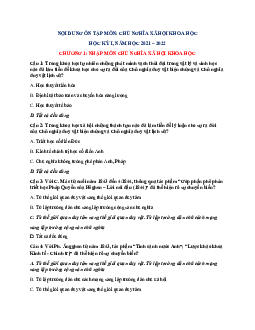 Tài liệu ôn tập môn Chủ nghĩa Xã hội Khoa học | Trường Cao đẳng Du lịch Sài Gòn