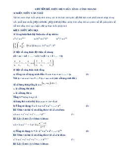Chuyên đề thực hiện dãy tính và tính nhanh