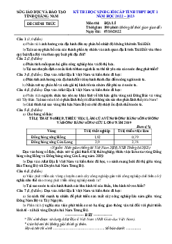 Đề thi HSG Địa 12 chuyên Sở giáo dục và Đào tạo Quảng Nam 2022-2023 (có đáp án)