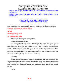 Giáo án ôn hè Ngữ Văn 6 lên 7 Chân trời sáng tạo