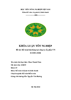 Khóa luận tốt nghiệp | Kế toán bán hàng tại công ty cổ phần VNECOFLOOR | Học viện Nông nghiệp Việt Nam