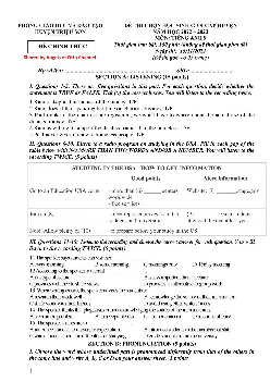 Đề thi chọn học sinh giỏi cấp huyện Triệu Sơn môn Tiếng Anh 9 năm học 2022-2023 (có đáp án)