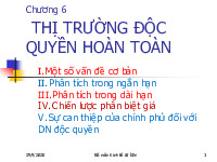 Kinh tế vi mô C6 - Lecture notes về Thị Trường Độc Quyền Chương 6