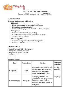 Unit 4: ASEAN and Viet Nam -  Giáo án Tiếng Anh 11 Global Success