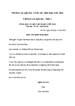 Viết đơn xin nghỉ học vì lí do sức khỏe hoặc lí do khác (5 mẫu) | Văn mẫu Tiếng việt 10| Cánh diều