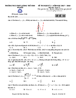 Đề thi HK2 Toán 11 năm 2017 – 2018 trường THPT Phan Chu Trinh – Đắk Lắk