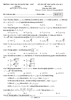 Đề thi thử THPT Quốc gia 2020 môn Toán lần 1 trường chuyên Quốc học Huế