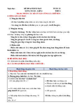 Giáo án Toán lớp 4 Tuần 21 | Chân trời sáng tạo