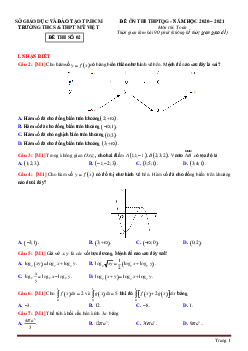 Đề ôn thi tốt nghiệp THPT 2021 môn Toán Trường Mỹ Việt -Đề 2 (có lời giải chi tiết)