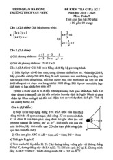 Đề giữa kì 1 Toán 9 năm 2024 – 2025 trường THCS Vạn Phúc – Hà Nội