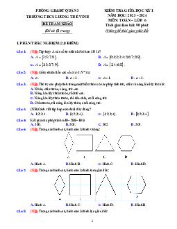Đề tham khảo giữa kỳ 1 Toán 6 năm 2023 – 2024 trường THCS Lương Thế Vinh – TP HCM