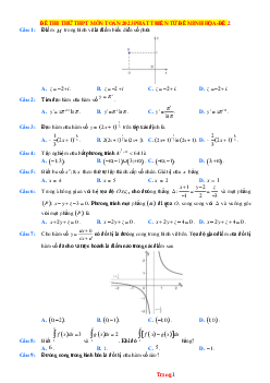 Đề ôn thi TN môn Toán 2023 phát triển từ đề minh họa (có lời giải chi tiết)-Đề 2