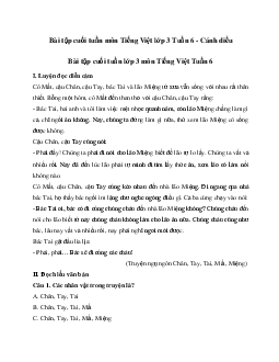 Bài tập cuối tuần lớp 3 môn Tiếng Việt Cánh diều - Tuần 6