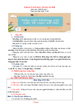 Giáo án GDCD 7 cánh diều bài 10: Tệ nạn xã hội