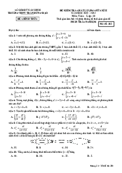 Đề giữa kì 2 Toán 10 năm 2022 – 2023 trường THPT Trần Hưng Đạo – Nam Định
