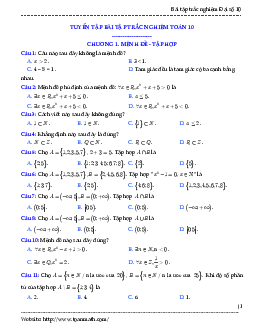 Bài tập trắc nghiệm Đại số 10