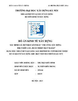 Xác định giá dự gói thầu dự án khu biệt thự cho thuê LMAO City | Đồ Án Kinh tế xây dựng