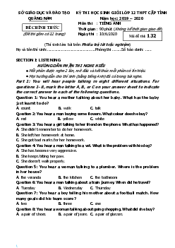 Đề thi HSG Tiếng Anh 12 Tỉnh Quảng Nam 2020  có đáp án
