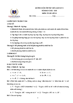 Đề cương ôn tập thi giữa học kì 1 môn Toán 10 sách KNTT