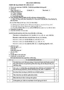 Đề cương môn Thiết kế mạch điện tử công suất | Đại học Mỹ thuật Công nghiệp
