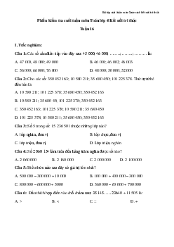 Bài tập cuối tuần Toán lớp 4 Kết nối tri thức - Tuần 16 (Nâng cao)