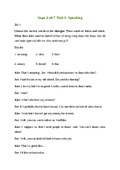 Giải Tiếng Anh 7 Unit 5: Speaking | Friends Plus