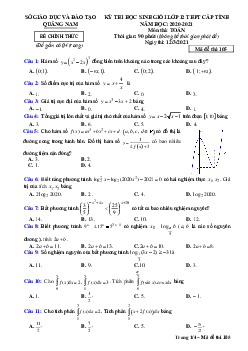 Đề thi học sinh giỏi Toán 12 năm 2020 – 2021 sở GD&ĐT tỉnh Quảng Nam