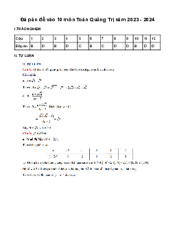 Đề thi vào 10 môn Toán năm 2023 - 2024 sở GD&ĐT Quảng Trị