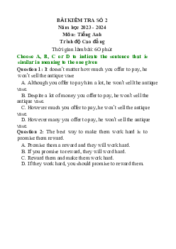 Bài kiểm tra Tiếng Anh số 2