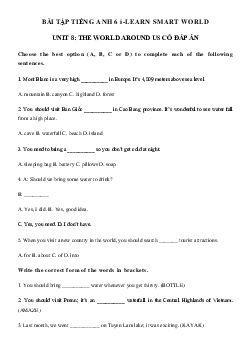 Bài tập tiếng Anh lớp 6 Unit 8 The World around Us số 2 - Smart World