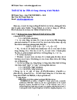 Thiết kế bộ lọc FIR sử dụng chương trình Matlab