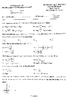Đề thi HKI Toán 12 năm 2018 – 2019 trường Cao Bá Quát – Gia Lâm – Hà Nội
