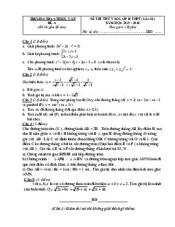 Đề thi thử tuyển sinh lớp 10 THPT năm học 2017 – 2018 môn Toán trường THCS Thiệu Vận – Thanh Hóa lần 1