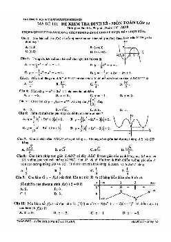 Đề kiểm tra định kỳ Toán 12 năm 2018 – 2019 trường THCS & THPT Nguyễn Khuyến – TP. HCM