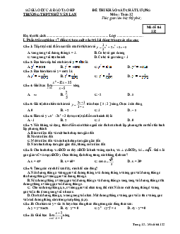 Đề thi KSCL Toán 12 năm học 2018 – 2019 trường THPT Nhữ Văn Lan – Hải Phòng