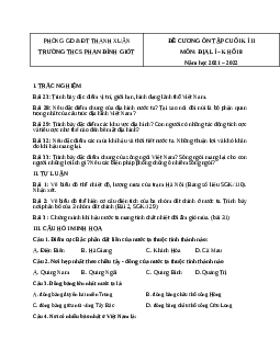 Đề cương ôn tập Địa 8 học kỳ 2 THCS Phan Đình Giót 2021-2022