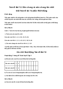 Giải Toán 6 Bài 12: Ước chung và ước chung lớn nhất | Cánh diều