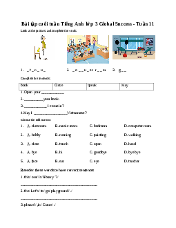 Bài tập cuối tuần Tiếng Anh lớp 3 Global Success - Tuần 11