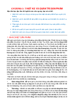 Lý thuyết môn Quản trị Marketing nội dung chương 3: Thiết kế và quản trị sản phẩm