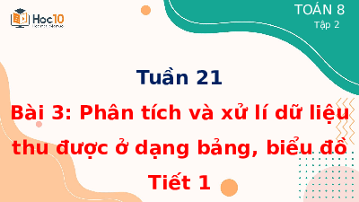 Giáo án điện tử Toán 8 Bài 3 Cánh diều: Phân tích và xử lí dữ liệu thu được ở dạng bảng, biểu đồ (tiết 1)