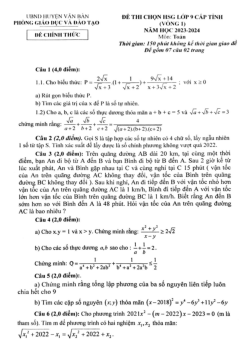 Đề HSG Toán 9 cấp tỉnh vòng 1 năm 2023 – 2024 phòng GD&ĐT Văn Bàn – Lào Cai