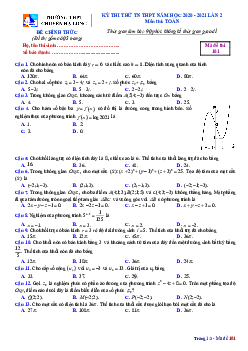 Đề thi thử Toán TN THPT 2021 lần 2 trường chuyên Hạ Long – Quảng Ninh