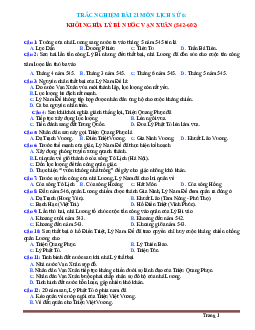 Trắc nghiệm Sử 6 Bài 21: Khởi nghĩa Lý Bí-Nước Vạn Xuân (542-602) (có đáp án)