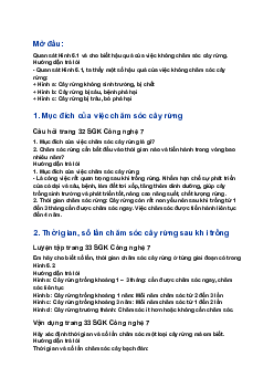 Giải SGK Công nghệ 7 Bài 6: Chăm sóc cây rừng sau khi trồng| Cánh diều