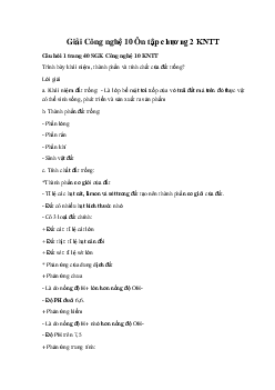 Giải Công nghệ 10 Ôn tập chương 2 KNTT