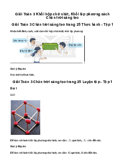 Giải Toán 3: Khối hộp chữ nhật. Khối lập phương | Chân trời sáng tạo