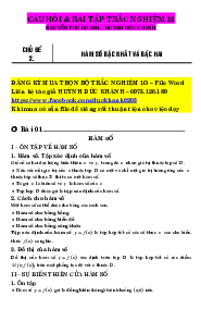 Chuyên đề hàm số bậc nhất và bậc hai – Huỳnh Đức Khánh