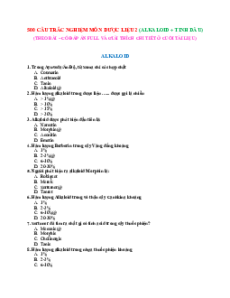 Top 500 Câu Trắc Nghiệm Môn Dược Liệu 2